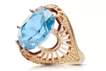 Vintage ring jedinečný Aquamarine originální vinobraní vinobraní 14k produkt s růžovým zlatem VRC003r